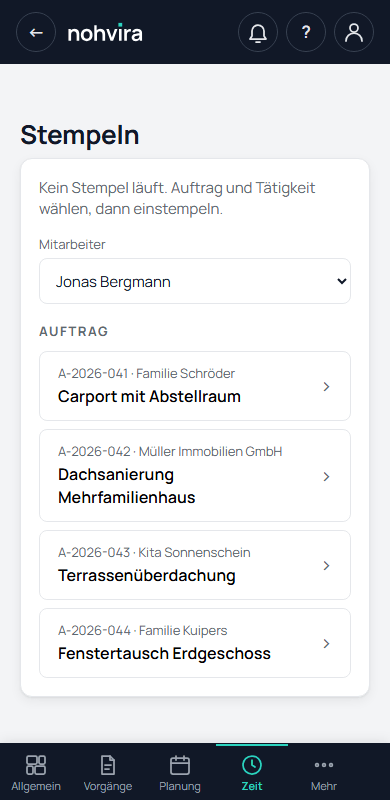 Stempeln auf dem Handy